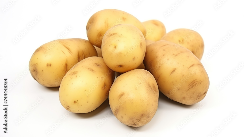 potatoes with their near nutrients isolated on a stark white background potatoes with their near nutrients isolated on a stark white background