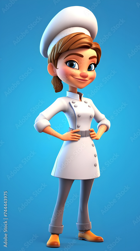 Magnificent 3d cartoon character of young girl chef Magnificent 3d cartoon character of young girl chef