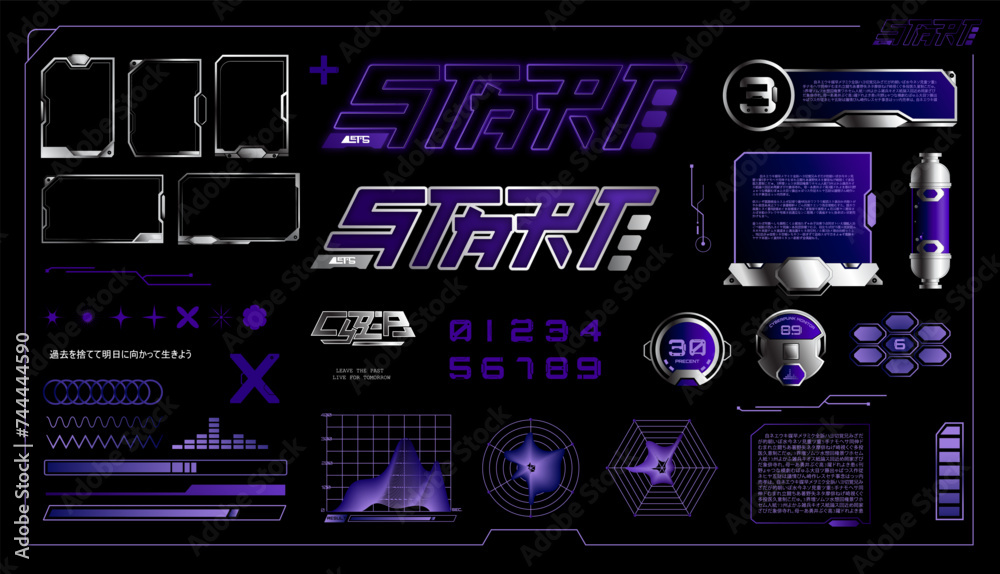 Cyber Punk Elements Vectors,Futuristic style,Technology,Graphic box,Hi-tech Elements 