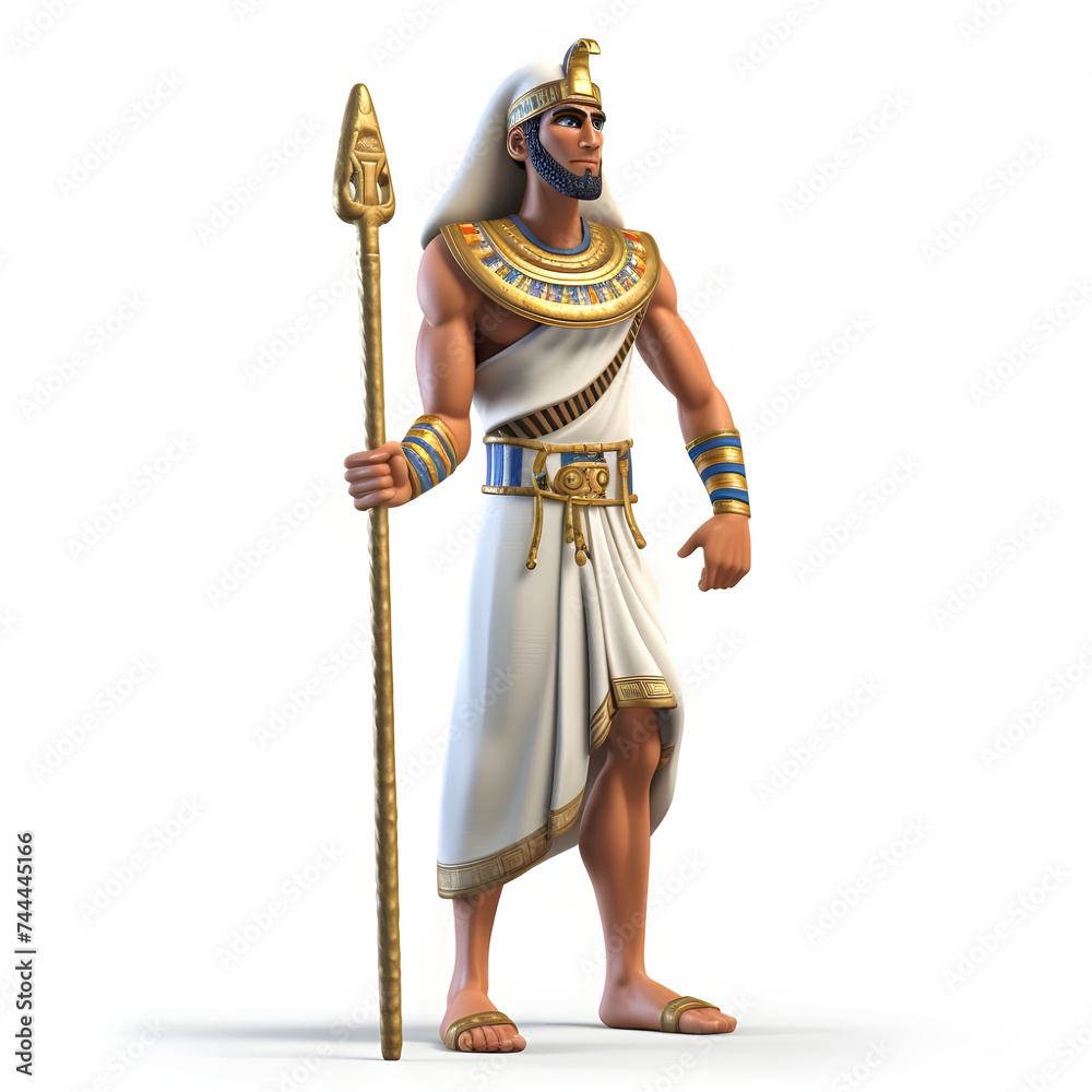 view of  3d cartoon character of stunning ancient egypt men 