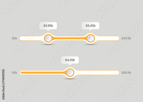 Simple ecommerce price range filter scrollbar slider design