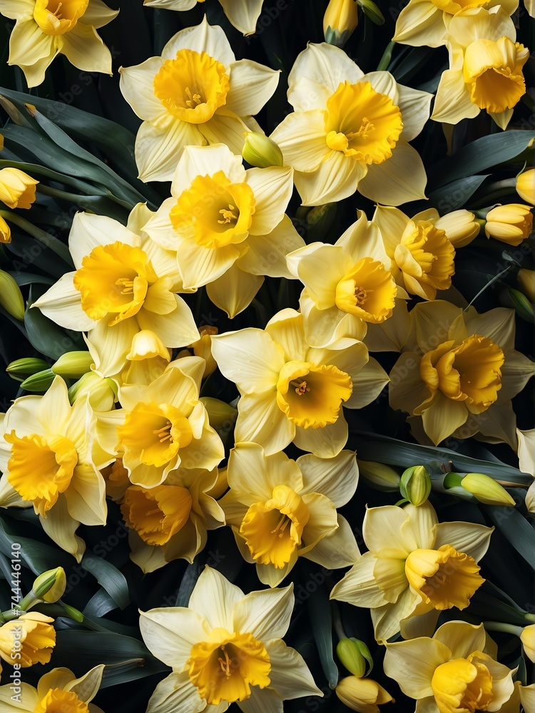 Obraz premium Bouquet of daffodil flowers detailed texture background for wedding, debut or any occassion like graduation or prom from Generative AI