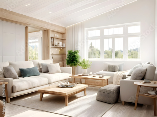 3d render of a contemporary living room interior © fahim