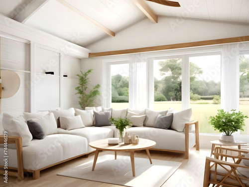 3d render of a contemporary living room interior