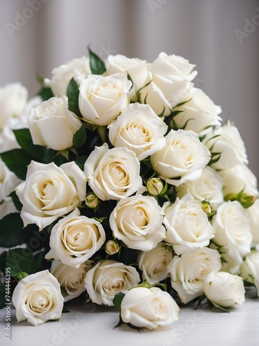 Bouquet of white roses flowers detailed texture background for wedding  debut or any occassion like graduation or prom from Generative AI