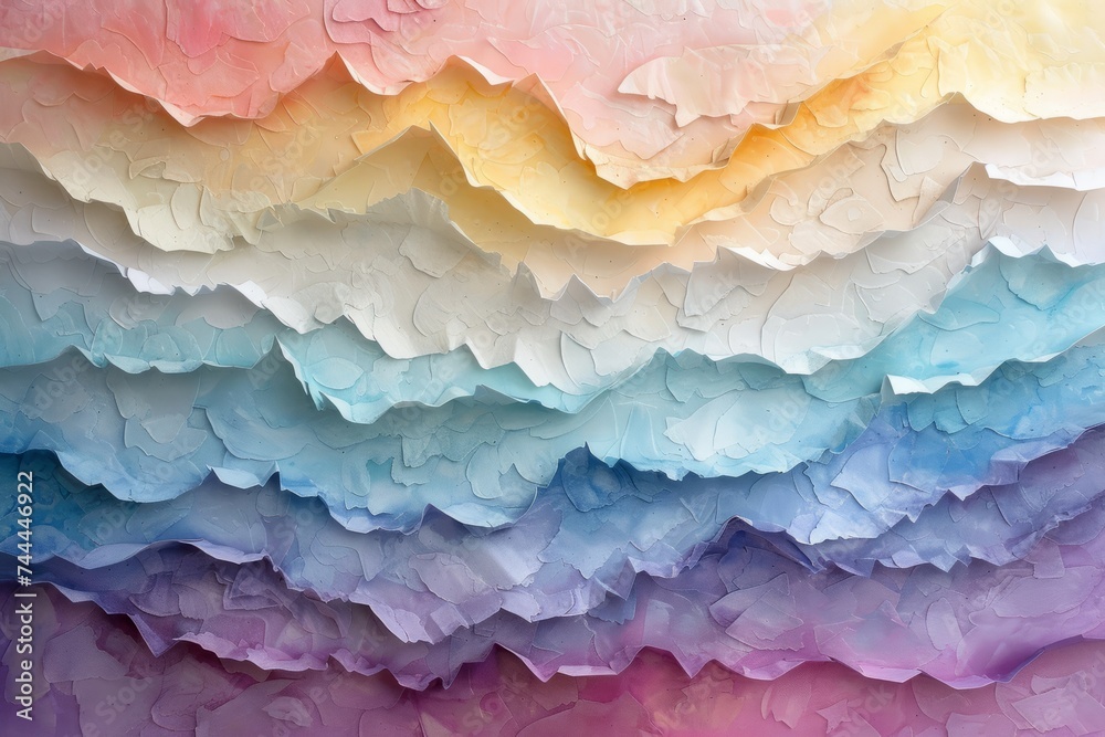 Pastel Colored Layered Paper Artwork
Artistic layered paper display featuring a smooth transition of pastel colors, evoking a sense of calm and creativity.
