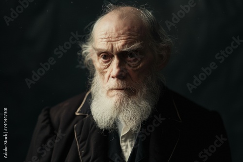 Charles Darwin portrait showcasing a cinematic representation of the scientist associated with evolution theory and natural selection