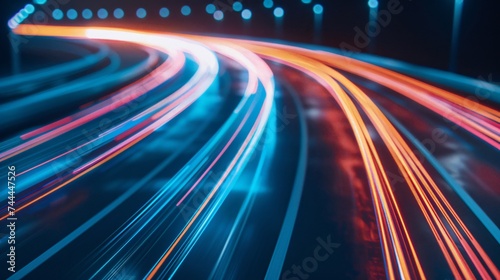 High speed data transmission blue light streaking across a dark backdrop symbolizing connectivity