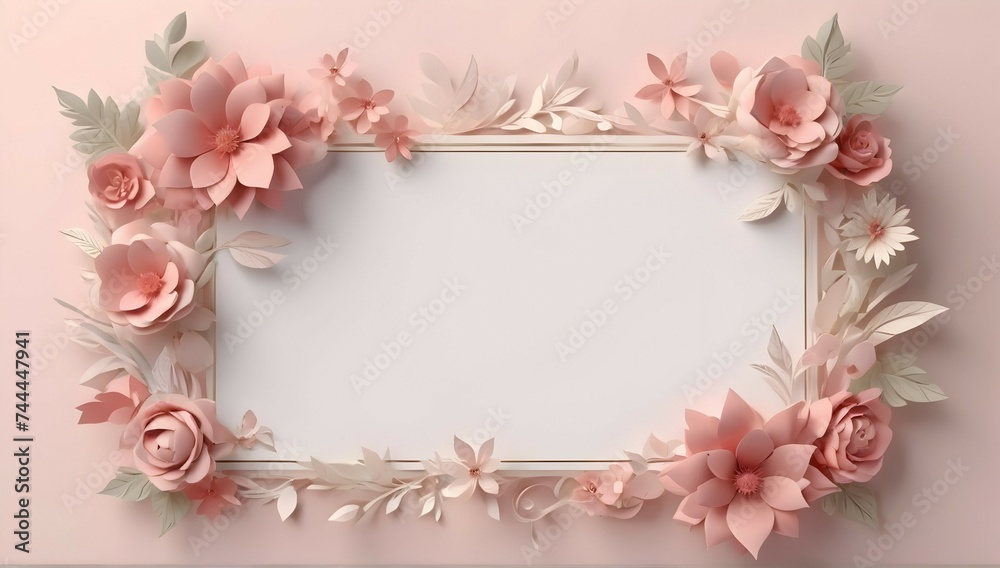 greeting card decorated floral frame high resolution with minimal border 3D Design