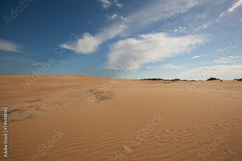 A scenic view of sand dunes at Jockey's Ridge State Park in the Outer Banks in North Carolina.