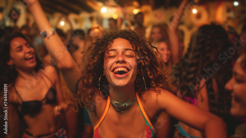 A group of young people dancing and having a great time in a club