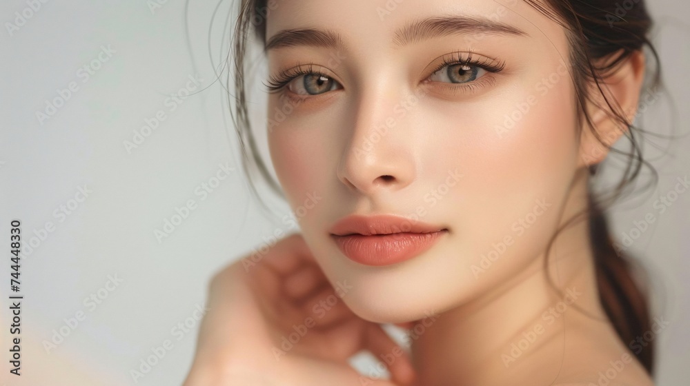 Portrait of a Woman with Innocent Beauty and Natural Makeu Portrait of a Woman with Innocent Beauty and Natural Makeu