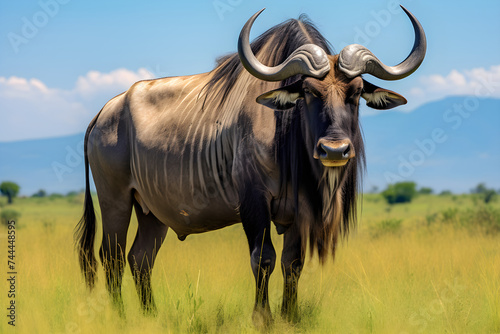 Sophisticated capture of Gnu Wildebeest roaming freely in the wilderness- a stunning urbanized appreciation of the natural world.