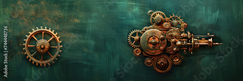 Mechanical engineering concept with gears and sprockets photo