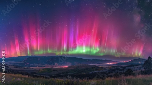 Ribbons of green, pink, and purple dance across the night sky, painting it wi...