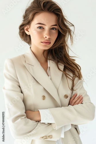 beautiful business woman isolated on white