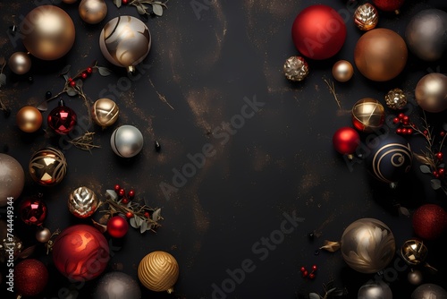 An overhead perspective showcasing the beauty of festive decorations  forming a visually appealing background with room for text creativity.