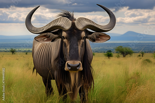 Sophisticated capture of Gnu Wildebeest roaming freely in the wilderness- a stunning urbanized appreciation of the natural world.