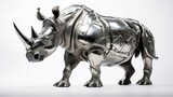 rhino sculpture on isolated white 