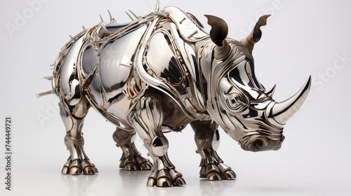 rhino sculpture on isolated white 