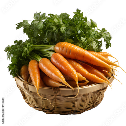 Pile of Fresh Carrots in a Basket Isolated on Transparent Background