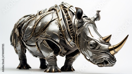 rhino sculpture on isolated white 