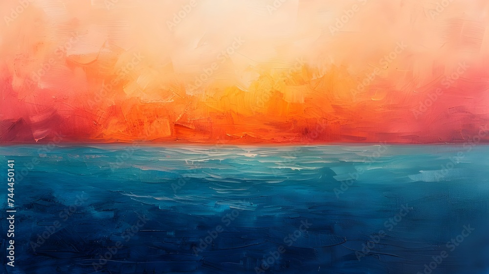 Abstract Ocean Sunset Canvas Painting Ai generated Abstract Ocean Sunset Canvas Painting Ai generated