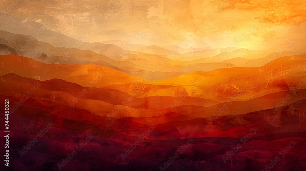 Warm Toned Abstract Mountain Layers Ai generated