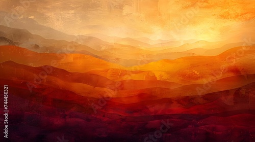 Warm Toned Abstract Mountain Layers Ai generated photo