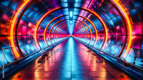 The dynamic motion of a modern tunnel, where architecture and light guide the journey through urban transportation networks