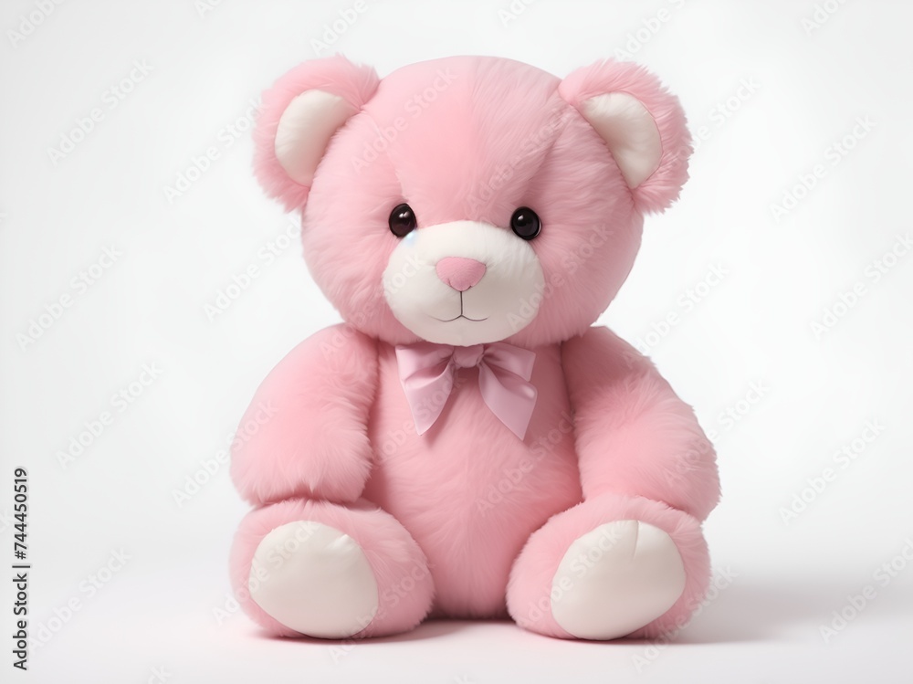 A Pink Stuffed Teddy Bear on White Background A Pink Stuffed Teddy Bear on White Background