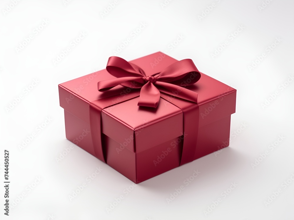 A Crimson Gift Box on White Background A Crimson Gift Box on White Background