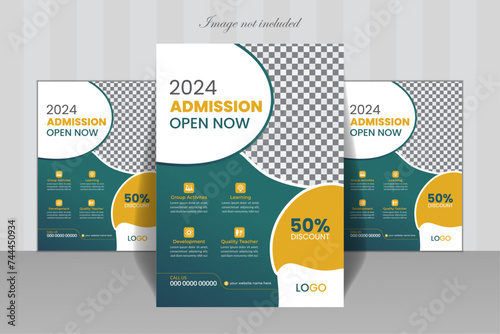 multicolored modern kids and pink school education admission flyer design template