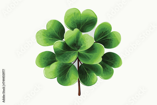 3D rendering of a green clover leaf isolated on white background.