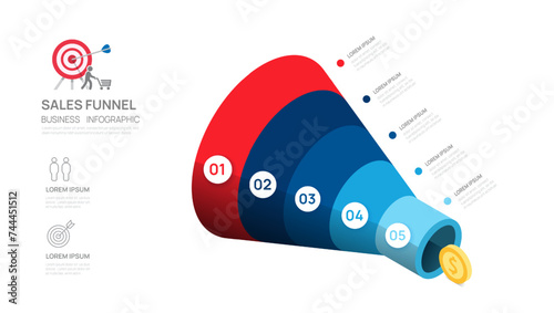 Sales funnel social media infographic template for business. Modern Timeline inbound step, digital marketing data, presentation vector infographics. photo