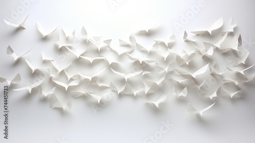 white doves on a white background photo