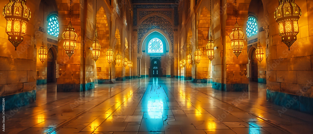 The architectural beauty of a mosque, where the intricate design meets spiritual serenity in a historic setting