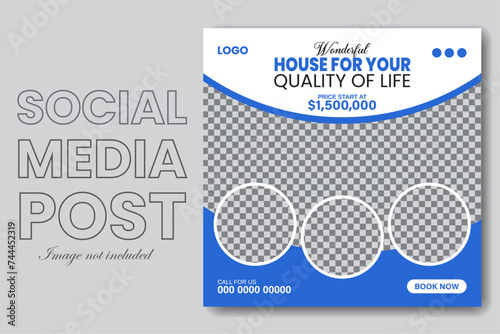 professional construction real estate business social media post design , home for sale social media post, home repair vector template
 photo