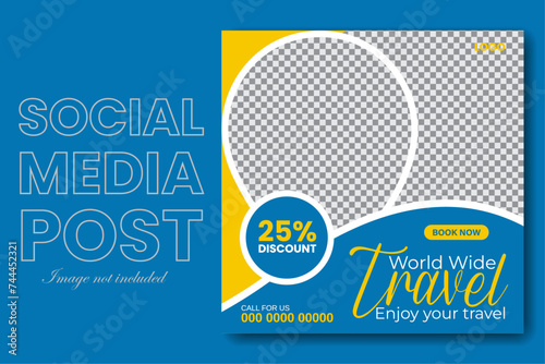 square travel sale social media post design .tour travel holiday marketing social media post design template
