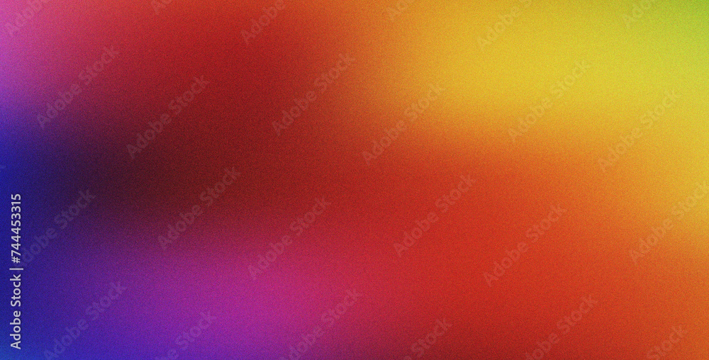 Abstract red blue orange purple yellow gradient banner vibrant colors grainy background design