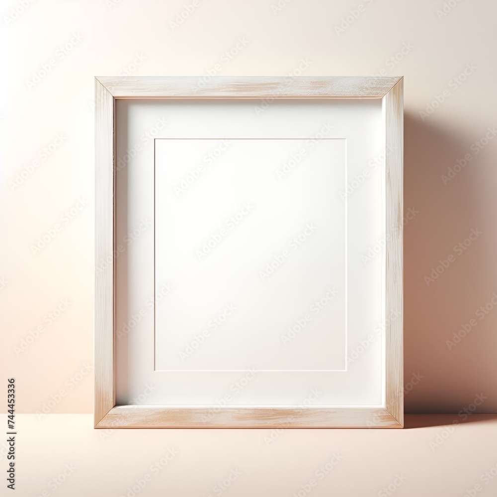 White Wooden Frame Mockup with Blank Empty Space on Bright Pastel Color Wall, Vintage Wooden Frame Mockup with Empty Space White Wooden Frame Mockup with Blank Empty Space on Bright Pastel Color Wall, Vintage Wooden Frame Mockup with Empty Space