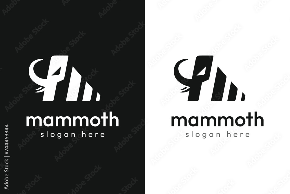 Minimalist mammoth logo vector design 