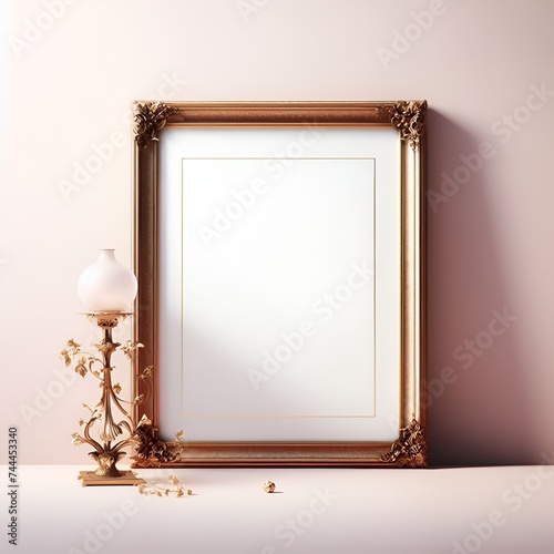 A vintage frame photo hanging on the wall mockup
