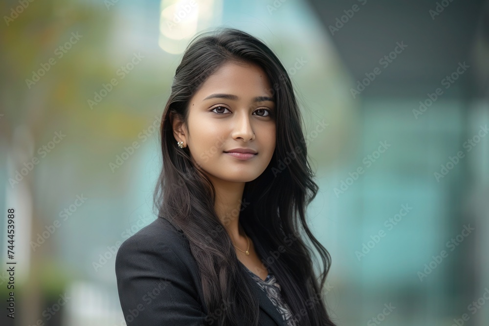 Confident Indian Businesswoman portrait in business black suit Confident Indian Businesswoman portrait in business black suit