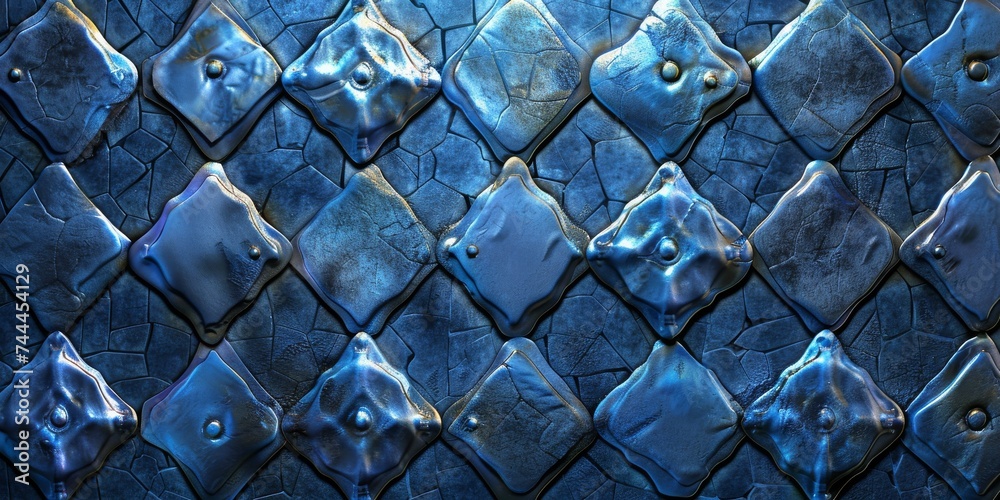 Blue Decorative Background with a Dark Design in the Style of Stone - Dark Gothic Atmosphere with Jagged Edges Softbox Lighting Grid based Illustration created with Generative AI Technology - obrazy, fototapety, plakaty 