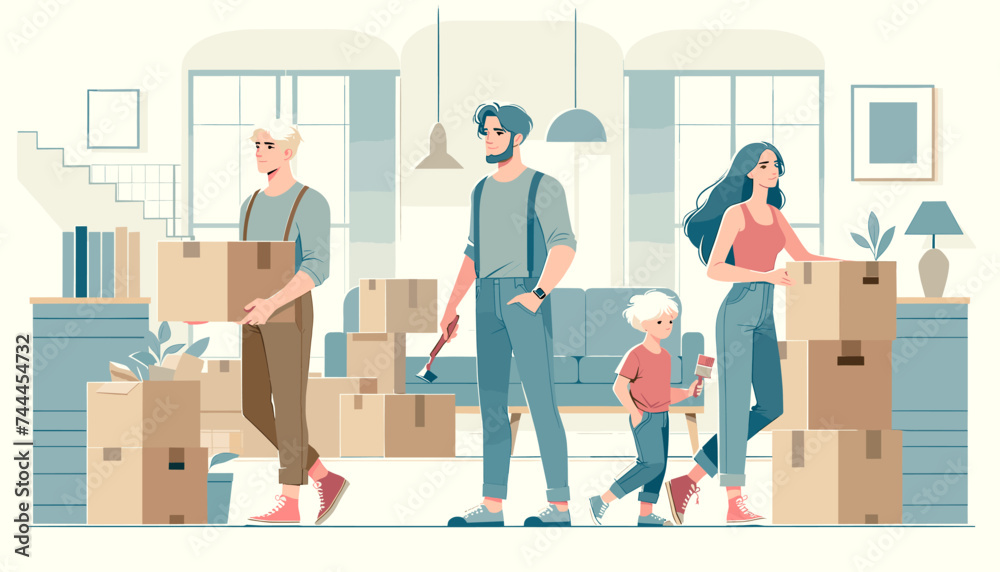 Concept of moving and new life image. Vector illustration. Concept of moving and new life image. Vector illustration.