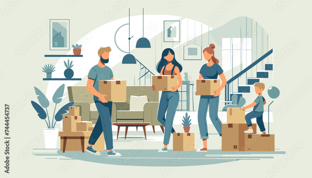 Concept of moving and new life image. Vector illustration. Concept of moving and new life image. Vector illustration.