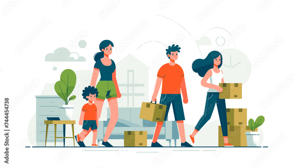 Concept of moving and new life image. Vector illustration. Concept of moving and new life image. Vector illustration.