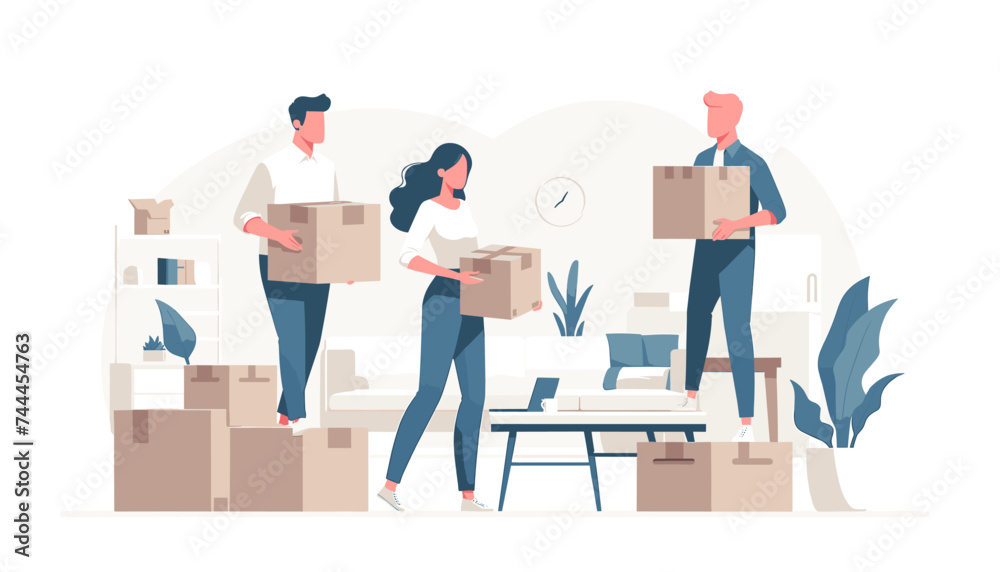Concept of moving and new life image. Vector illustration. Concept of moving and new life image. Vector illustration.