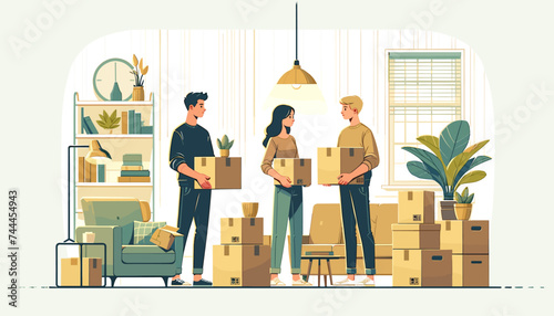 Concept of moving and new life image. Vector illustration.